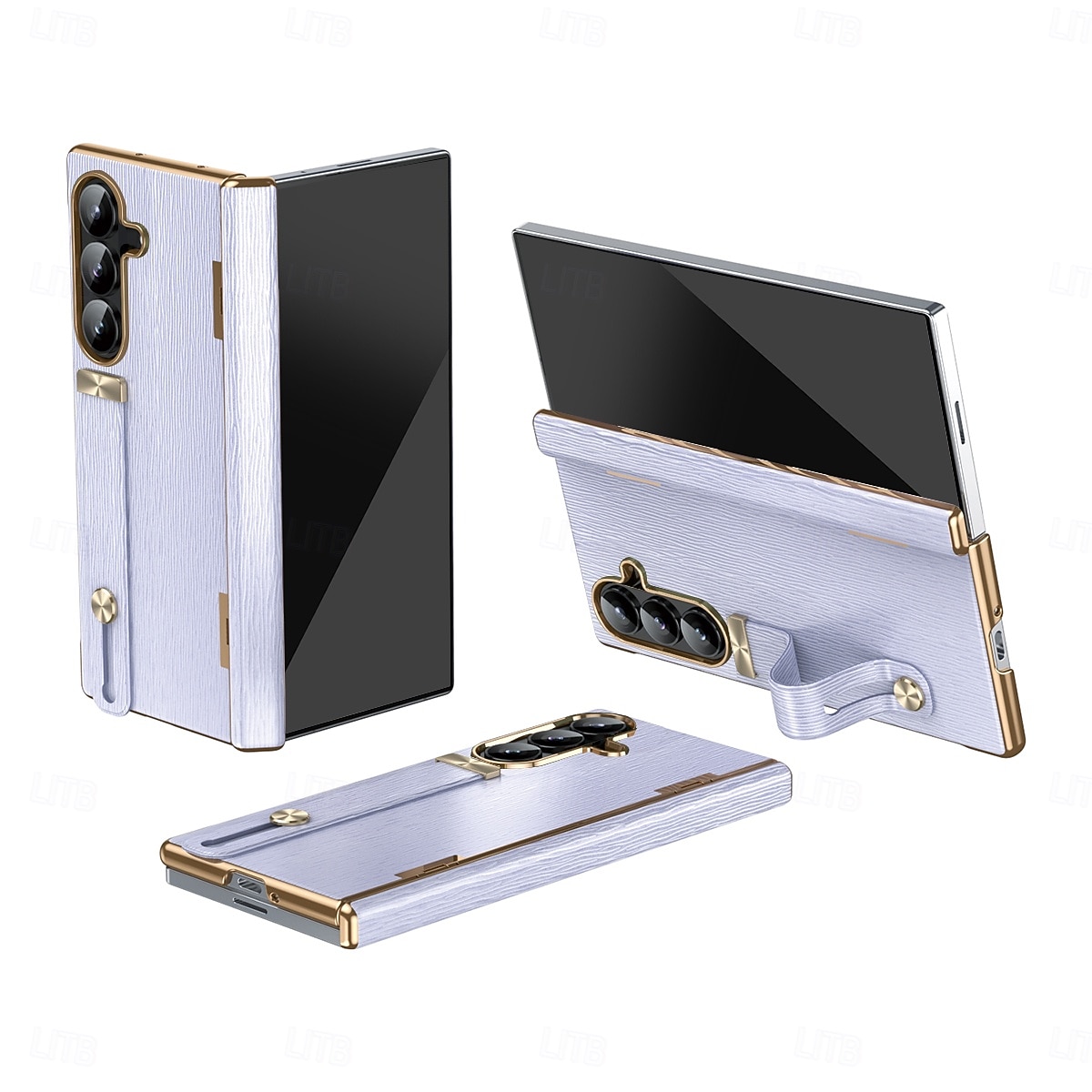 телефон Кейс для Назначение SSamsung Galaxy Z-образный сгиб 7 Z-сгиб 6 Z Fold 5 Z Fold 4 Кейс на заднюю панель и протектор экрана с ремешком на запястье Защита от удара Ретро Покрытие ПК 2025 - $24.99 –P1