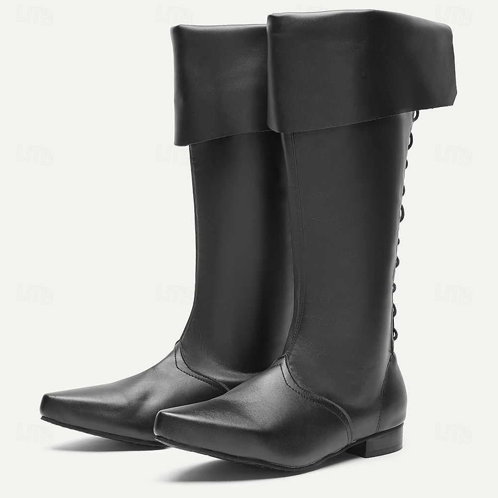 stivali alti medievali rinascimentali da uomo con risvolto, calzature vintage retrò per cosplay, spettacoli teatrali, eventi larp e feste a tema del 2026 a $64.99 –P1