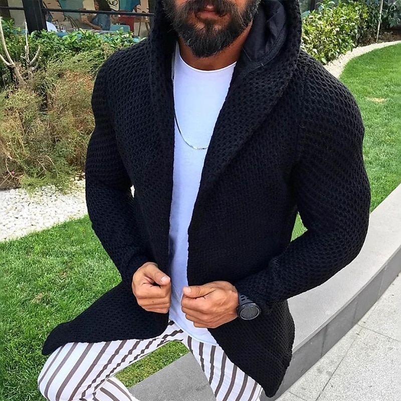 Per uomo Felpa Cardigan A Coste Maglia Top lunghi Lavorato a maglia Semplice Con Cappuccio Vacanza Moda Casuale Abbigliamento quotidiano Abbigliamento Primavera & Autunno Bianco Blu marino M L XL del 2026 a $45.99 –P1