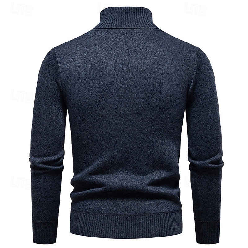 Herren Pullover Strickpullover Gerippt Stricken Normale Oberteile Gestrickt Einfach Rollkragen Mode Basic Urlaub Alltagskleidung Bekleidung Herbst Winter Wein Schwarz S M L 2025 - $17.99 –P12