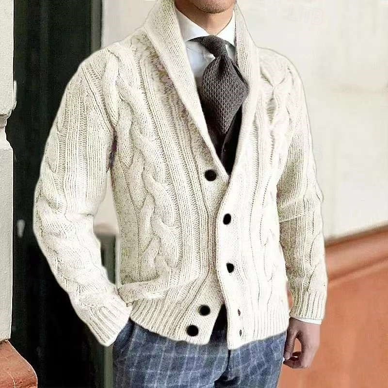 Bărbați Pulover Rochie Pulover Pulover Cardigan Striat Cablu Tricotat Topuri obișnuite Tricotat Simplu Șal  Guler Vacanță Modă Casual Purtare Zilnică Îmbrăcăminte Primăvară Toamnă Negru Gri Închis M 2026 - $39.99 –P1