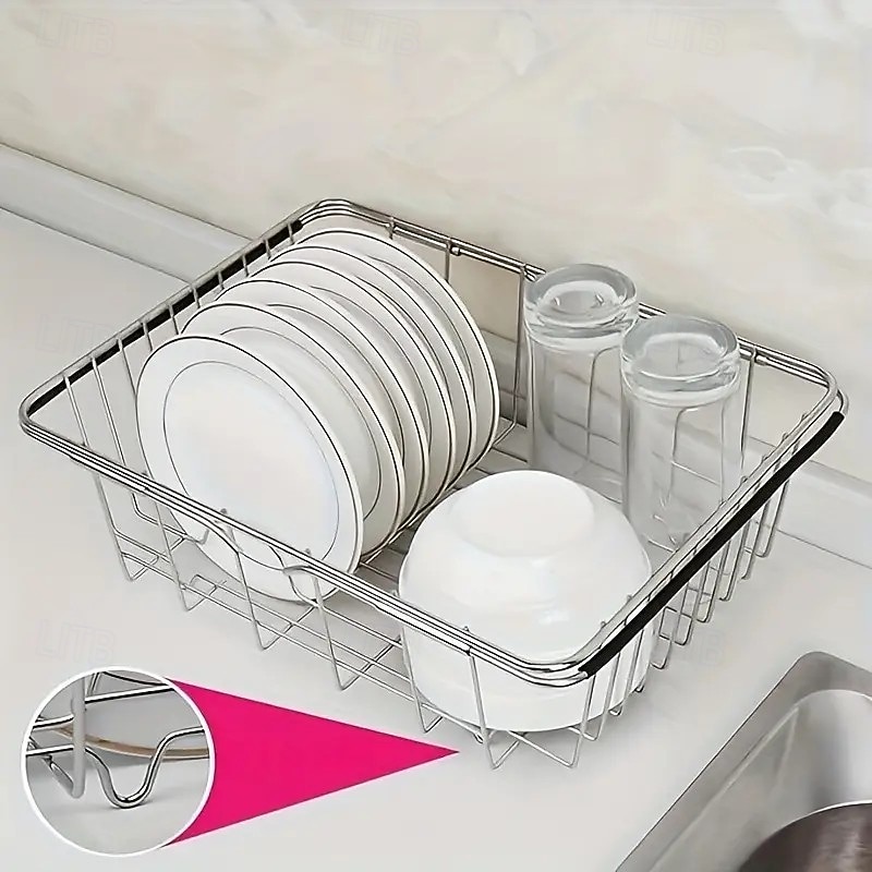 2025年 ステンレス製食器乾燥ラック – 3-in-1拡張可能食器洗い機 &カウンタートップ乾燥ラック、錆びにくい304スチール、皿、ボウル、カップ用の多目的調理器具ホルダー &カトラリー  コレクション – $18.99 –P6