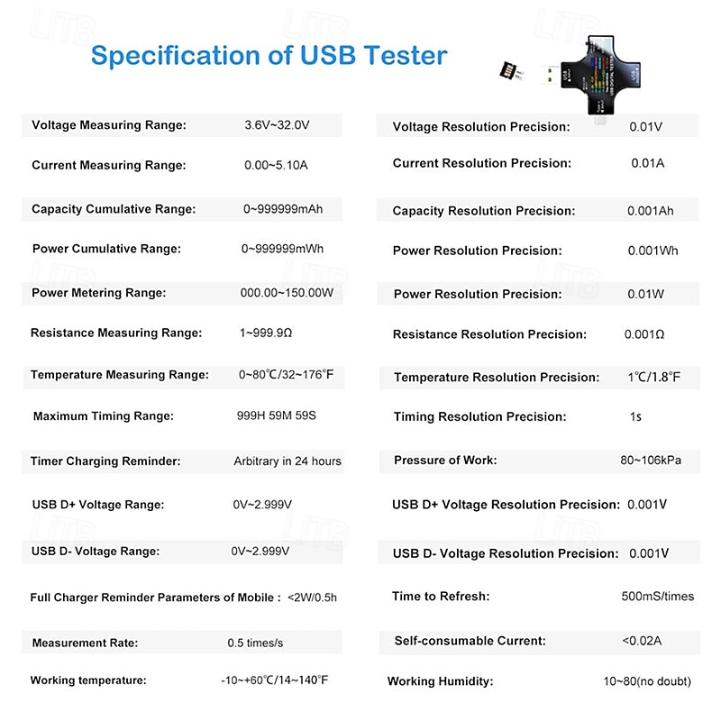 Тестер USB Type-C, тестер USB-C, тестер напряжения, тока, детектор, считыватель, мультиметр, цветной экран для телефона, ноутбука, внешнего аккумулятора и т. д. 2026 - $31.99 –P8