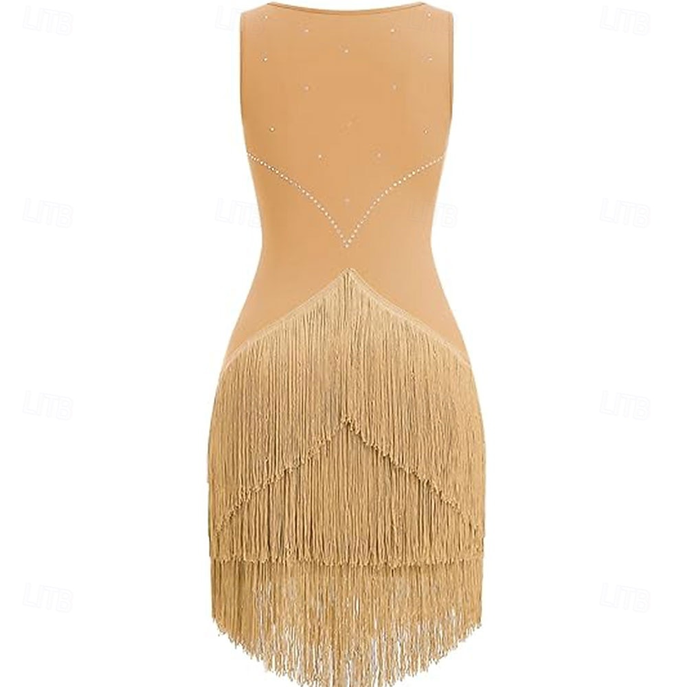 Rochie de dans latino cu ciucuri și strasuri pentru femei, costume de dans de sală pentru competiții, tango, salsa, rochii de dans flapper 2025 - $126.99 –P2