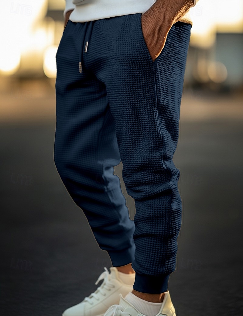 Per uomo Nido d'ape Pantaloni da tuta Joggers Pantaloni Pantaloni casual Coulisse Tasca Frontale Semplice Comodità Lunghezza intera All'aperto Casa Quotidiano Moda Streetwear Nero Bianco Elasticizzato del 2026 a $20.99 –P5