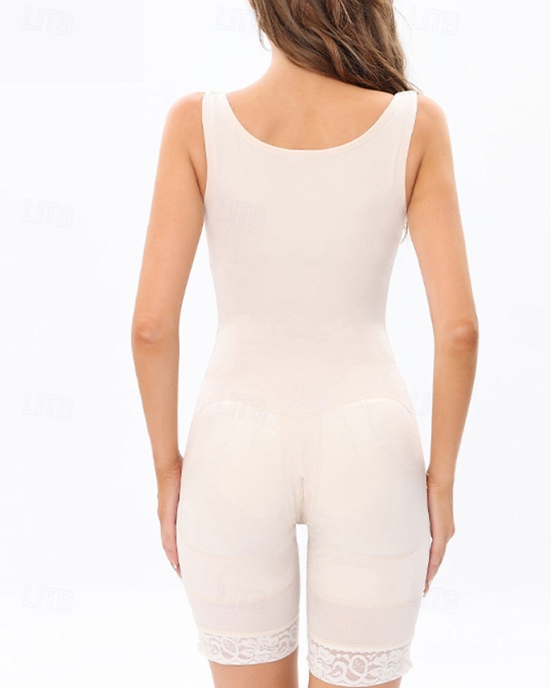 Dam Shapewear Midjetränare Ledigt Ren färg Spets Knappar Gata Datum Utekväll Ärmlös U-hals Svart Vit Vår Höst Skräddarsydd passform 2025 - $37.99 –P7