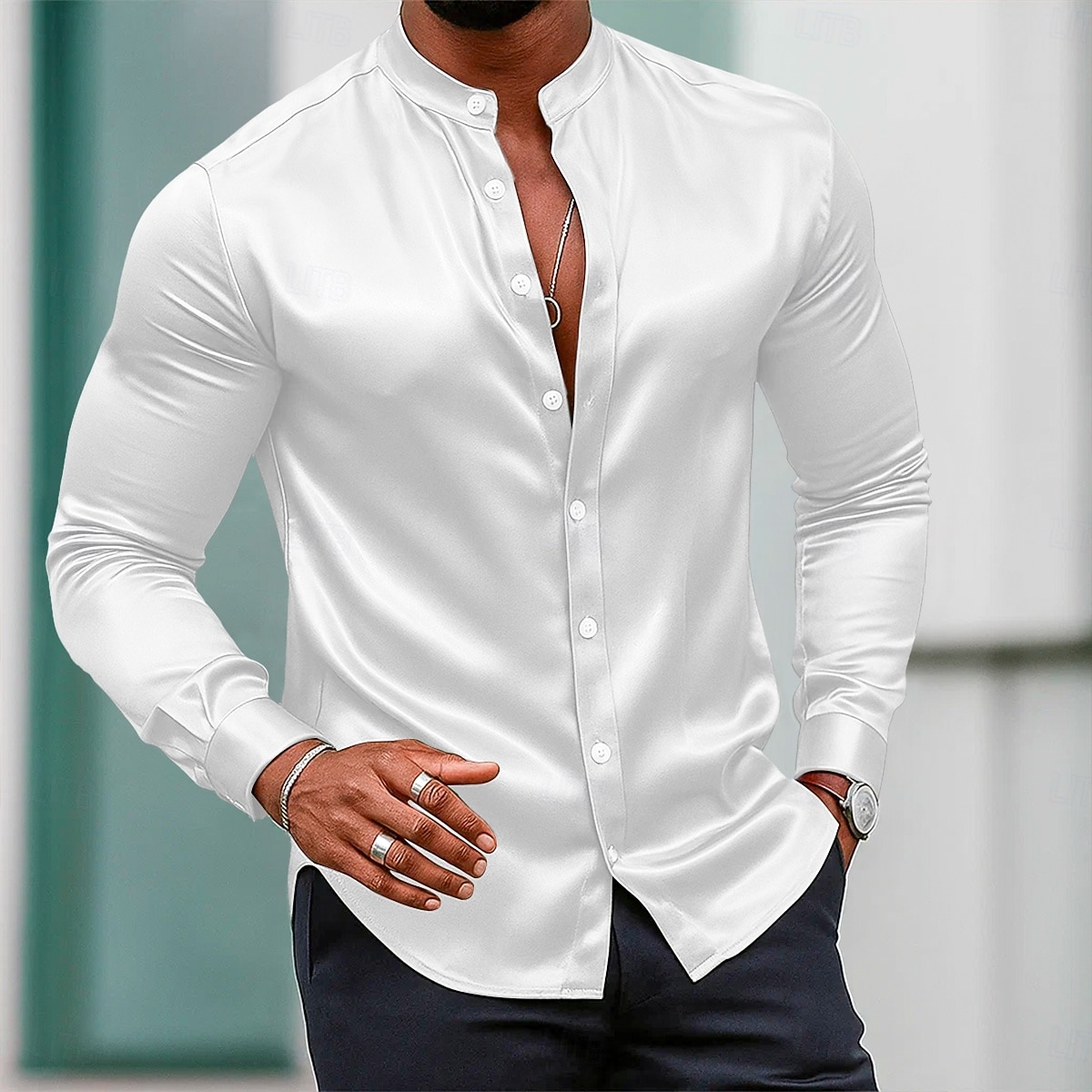 Per uomo Camicia Camicia in raso Camicia elegante Camicia casual Camicia con Bottoni Camicia da Ballo Semplice Formale Matrimonio Bianco Vino Blu reale Oro Manica Lunga Collo alla coreana Tutte le del 2025 a $25.99 –P5