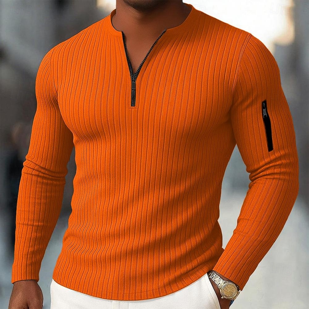 Per uomo Maglietta Maglietta a Maglia a Coste Camicia a Maniche Lunghe Manica Lunga Mezza zip Primavera Autunno Inverno Semplice Moda Designer Essenziale Zip a un quarto Vacanza Casa Streetwear del 2025 a $25.99 –P5