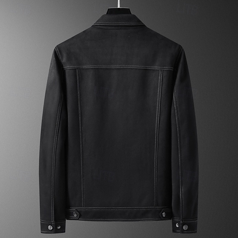 Homme Veste en faux suède Veste Cargo Veste Décontractée Vacances Quotidien Avec Poches Printemps Automne Uni Mode Classique Revers Régulier Noir Marron Veste de 2025 ? $54.99 –P4