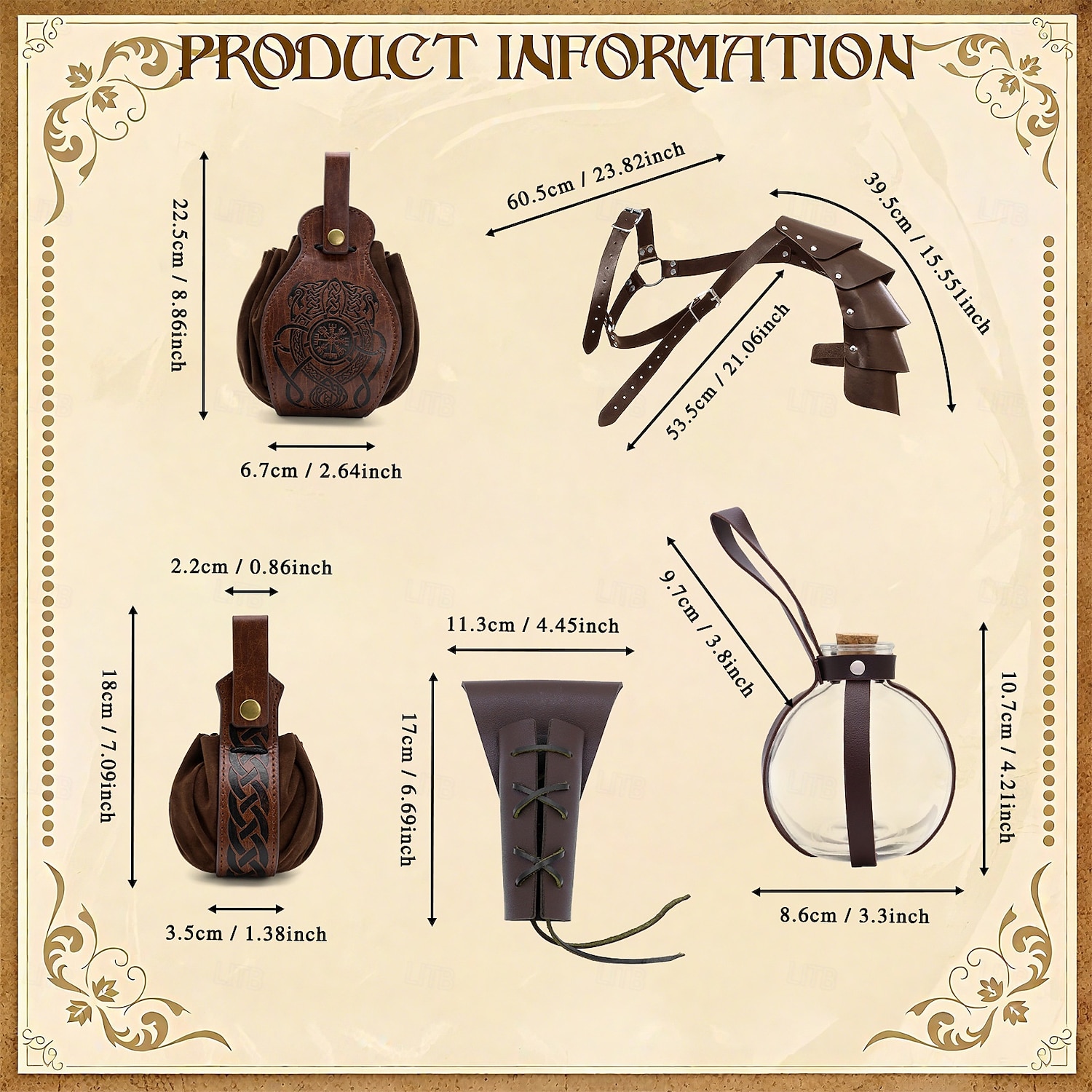 Ретро Средневековый Эпоха возрождения Оружие и доспехи шарф Набор аксессуаров Воин Викинг Ranger Маскарадный костюм Муж. Универсальные Викинг Хэллоуин Карнавал Выступление РИЖД Рен Фэйр Взрослые 2026 - $39.99 –P2