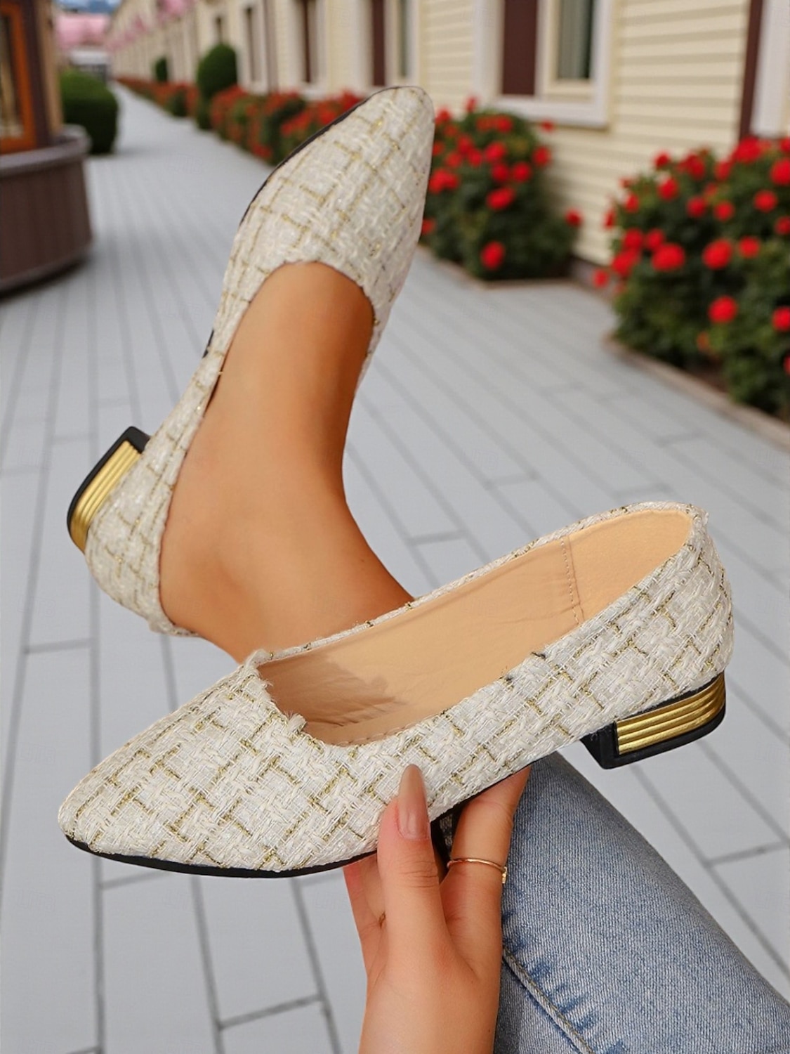 sapatilhas femininas de salto baixo com estampa floral colorida e detalhes metálicos - calçados confortáveis de estilo vintage artístico para streetwear de outono e passeios pela cidade de 2026 por $19.99 –P5