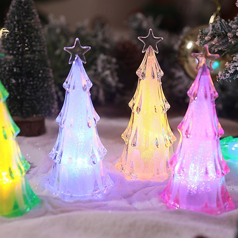 1 Pc 12.5 * 6CM Christmas Acrylic LED with Light Christmas Tree Night Light Indoor and Outdoor Party Desktop Decoration Ornament Light Colorful Warm Light AG10 * 3 Batteries 2025 - CAD $3.99 –P16