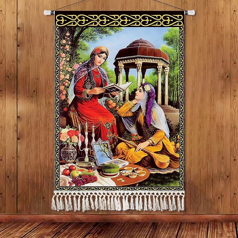 Skönhet Uyghur etnisk stil väggtapet konstnärlig bakgrundsdekoration boho hängande konst för sovrum vardagsrum eller café 2025 - $14.99 –P2