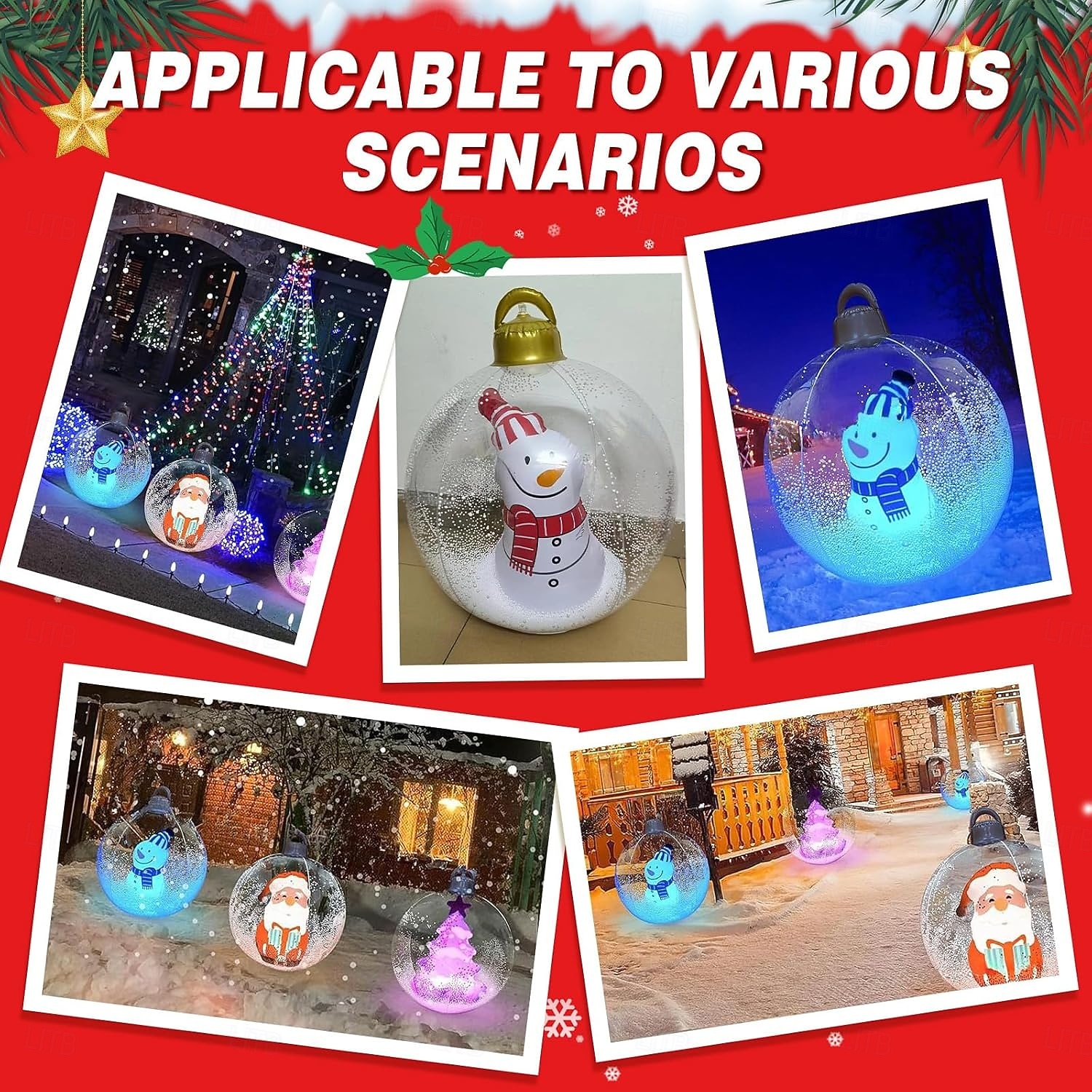 Palla Di Natale Gonfiabile 24 Pollici - Decorazione Esterna PVC, Strisce Rosse E Bianche