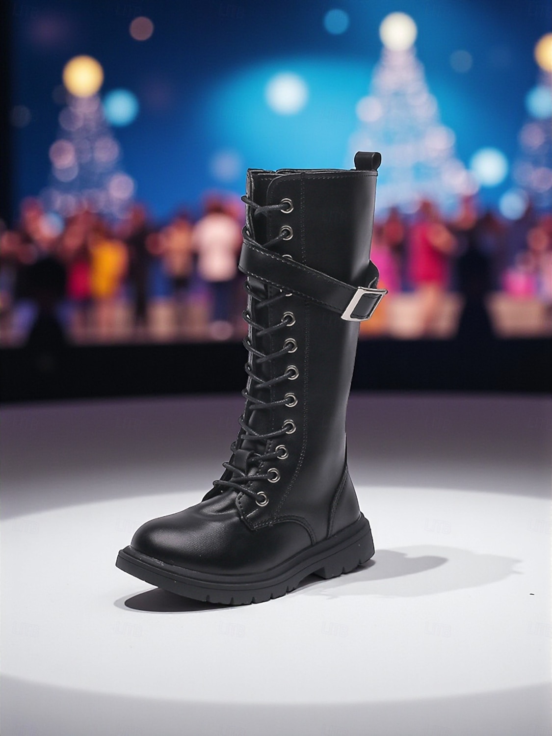 Scarpe da costume da pop star ispirate agli idoli coreani, stivali alti fino al ginocchio con lacci bianchi da bambina, con suola spessa, calzature alla moda per spettacoli di danza e abiti da del 2026 a $46.99 –P3