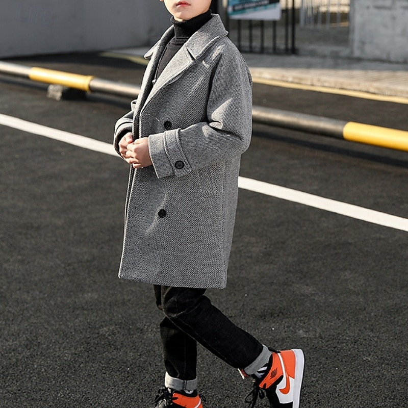 Pojkar 3D Slät Yllerock Långärmad Höst Vinter Streetwear Grundläggande Barn 4-13 år Dagligen Normal 2025 - $54.99 –P5