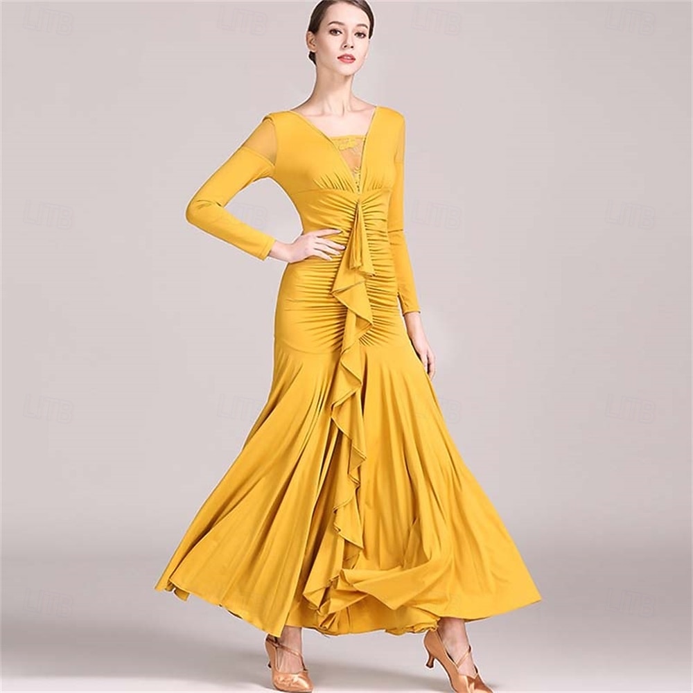 Women's Long Sleeve Modern Dance Dress Practice Dress Ballroom Dance Costume 2026 - $105.99 –P4