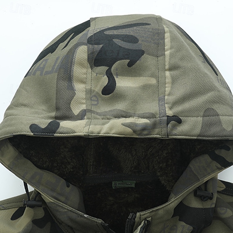 Herr Vandringsjacka Fleece-jacka Pufferjacka Termiskt set Bomull Vinter Utomhus Kamouflage Håller värmen Vindtät Överdelar Svart Grön 2025 - $78.99 –P13