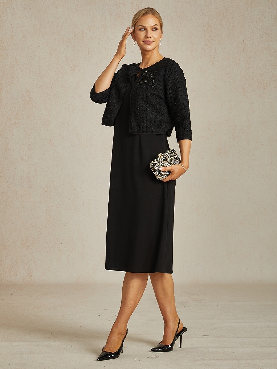 Pentru femei Jachetă Palton Cald Ștrasuri Elegant Oficial Petrecere Invitat la nunta Muncă Scurt Crewneck Fit regulat Manșon Lung Îmbrăcăminte exterioară Negru Primăvară Toamnă 2026 - $22.49 –P1