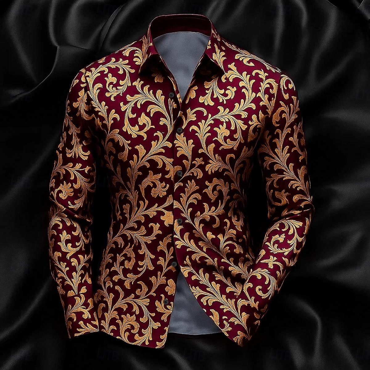 Per uomo Camicia Camicia in raso Camicia a righe Camicia casual Camicia con Bottoni Paisley Formale Matrimonio Nero Vino Blu Verde Manica Lunga Colletto Primavera & Autunno Tutte le stagioni del 2025 a $26.99 –P2