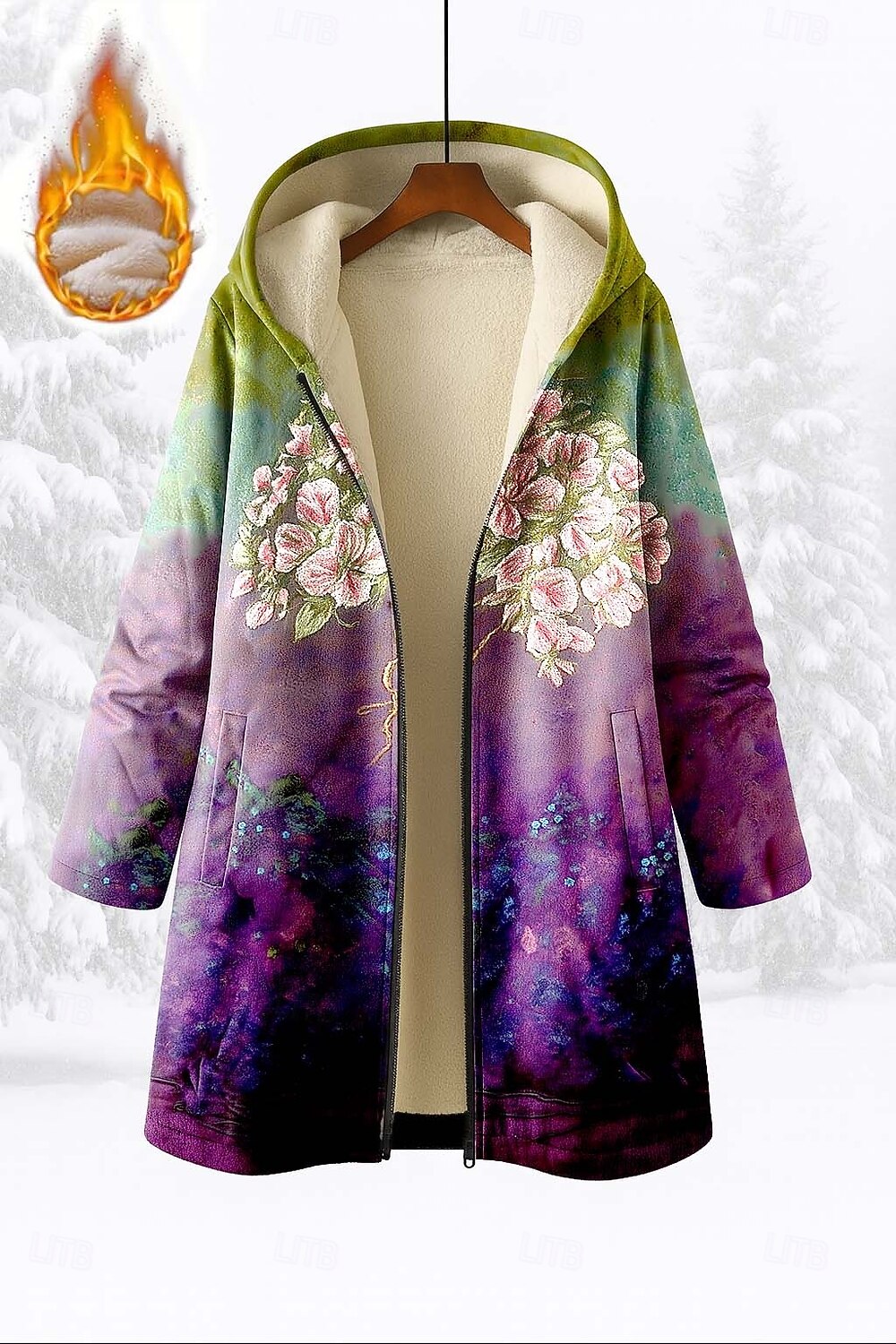 Γυναικεία Φούτερ με φερμουάρ Κουρελού Στάμπα Φλοράλ Γραφική Γεωμετρικό Κομψό Ζεστό Πανκ Μακρυμάνικο Με Κουκούλα Μακριές μπλούζες Causal Σπίτι Δουλειά Βυσσινί Άνοιξη Φθινόπωρο Χειμώνας 2026 - $52.99 –P1