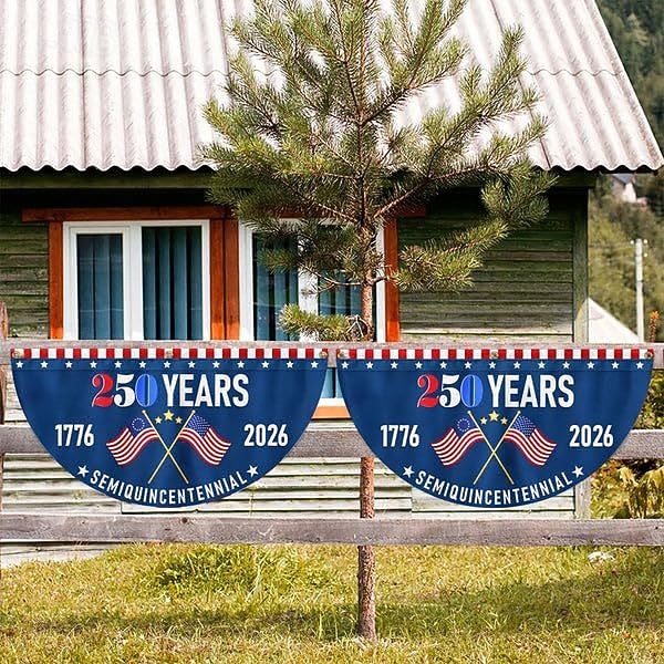 2026年 1776-2026年 アメリカ建国250周年記念 半円形扇形旗、愛国的なアメリカ屋外旗バナー、家、ポーチ、庭、独立記念日の装飾用  コレクション – $11.49 –P4