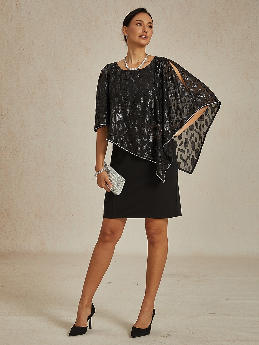 Femmes Robe Midi Robe fourreau Élégant Fête Robes semi-formelles Mariage Soirée robe demoiselle d honneur Coupe régulière Léopard Sans manches Col ras du cou Noir Printemps Automne Hiver de 2025 ? $99.99 –P7