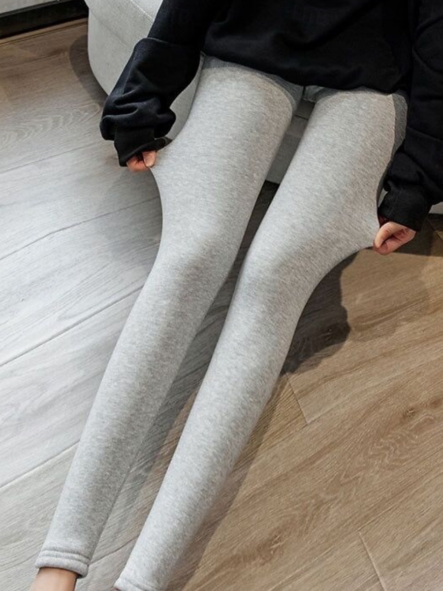 Femmes Pantalon en polaire Leggings Mode Basique Occasionnel Longueur complète Taille haute Uni Avec Poches Ceinture Élastique Confortable Doux Élastique Extérieur Rue Noir Gris foncé Gris Automne de 2025 ? $22.99 –P8