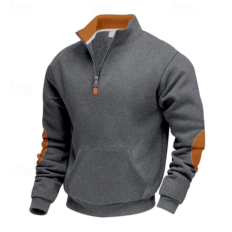 Homens Moletom Moletom com capuz Estacionar Moletom com zíper Preto Verde Tropa Azul Marinha Camelo Cinza Claro Colarinho Clerical Tecido Patchwork Bolsos Bloco de cor Desportos e Ar livre Casual de 2025 por $23.99 –P6