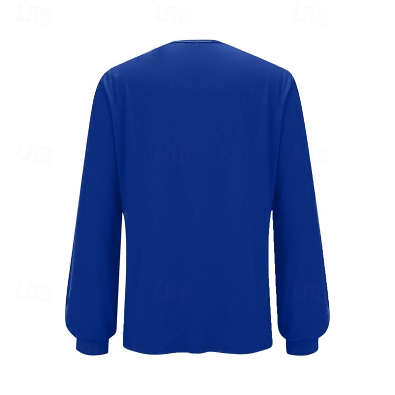 Pentru femei Tricou Tee Top Paiete Peteci Culoare solidă Modă Stilat Clasic Manșon Lung Rotund Topuri obișnuite Zilnic Sfârșit de săptămână Albastru piscină Primăvară Toamnă 2026 - $28.99 –P3