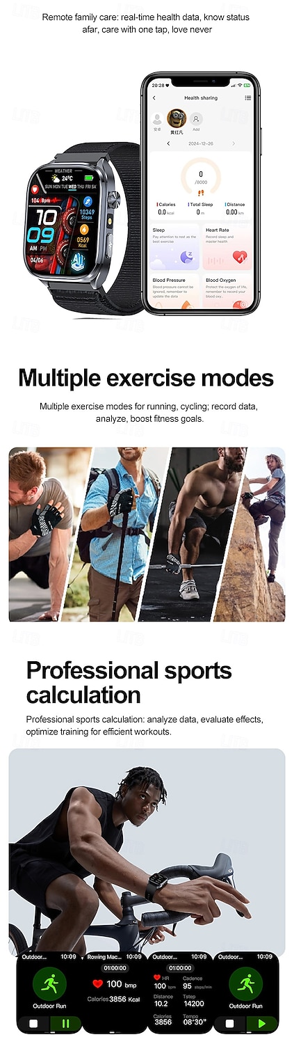 iMosi ET572 Relógio inteligente 2 polegada Relógio inteligente Bluetooth ECG + PPG Monitoramento de temperatura Podômetro Compatível com Android iOS Feminino Masculino Suspensão Longa Chamadas com de 2025 por $51.99 –P13