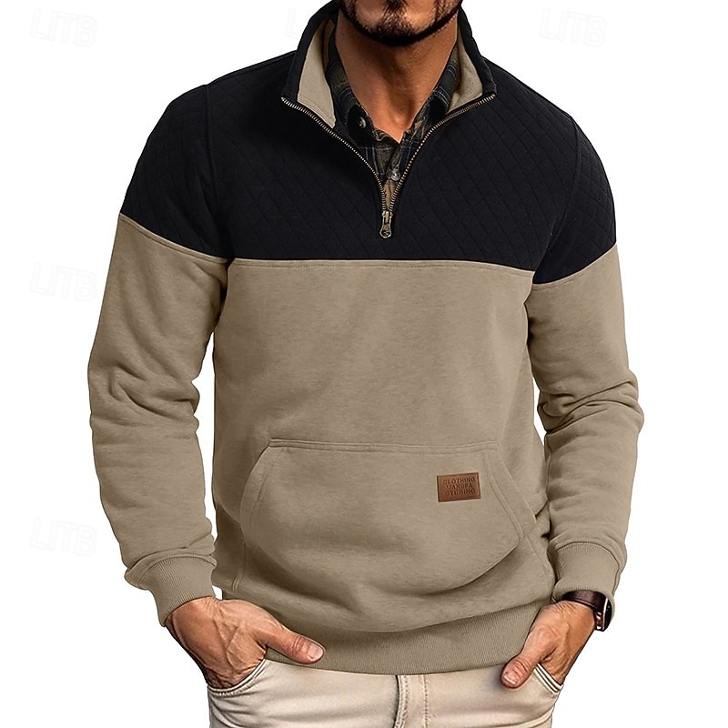 Homens Moletom Moletom Waffle Moletom com capuz Estacionar Moletom com zíper Verde Tropa Vinho Azul Real Marron Cáqui Colarinho Clerical Tecido Patchwork Desportos e Ar livre Casual Diário Roupa de de 2025 por $27.99 –P5