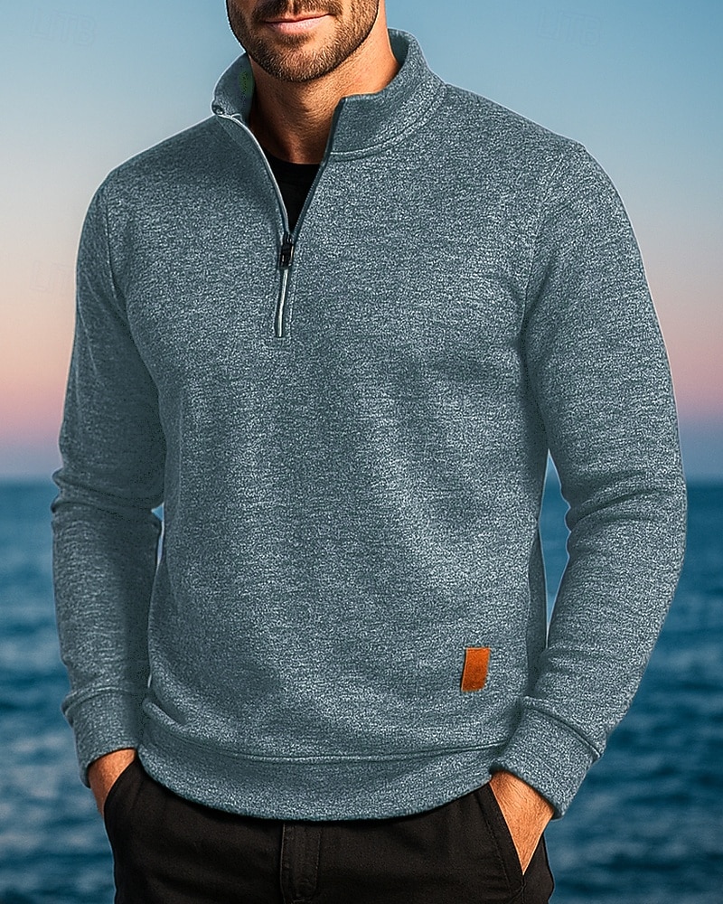Per uomo cima dell'escursionismo Maglione con cerniera a un quarto Manica Lunga Collo alla coreana Maglietta Top Esterno Leggero Elastico Traspirante Inverno Zip a un quarto Poliestere Grigio scuro del 2025 a $7.49 –P9