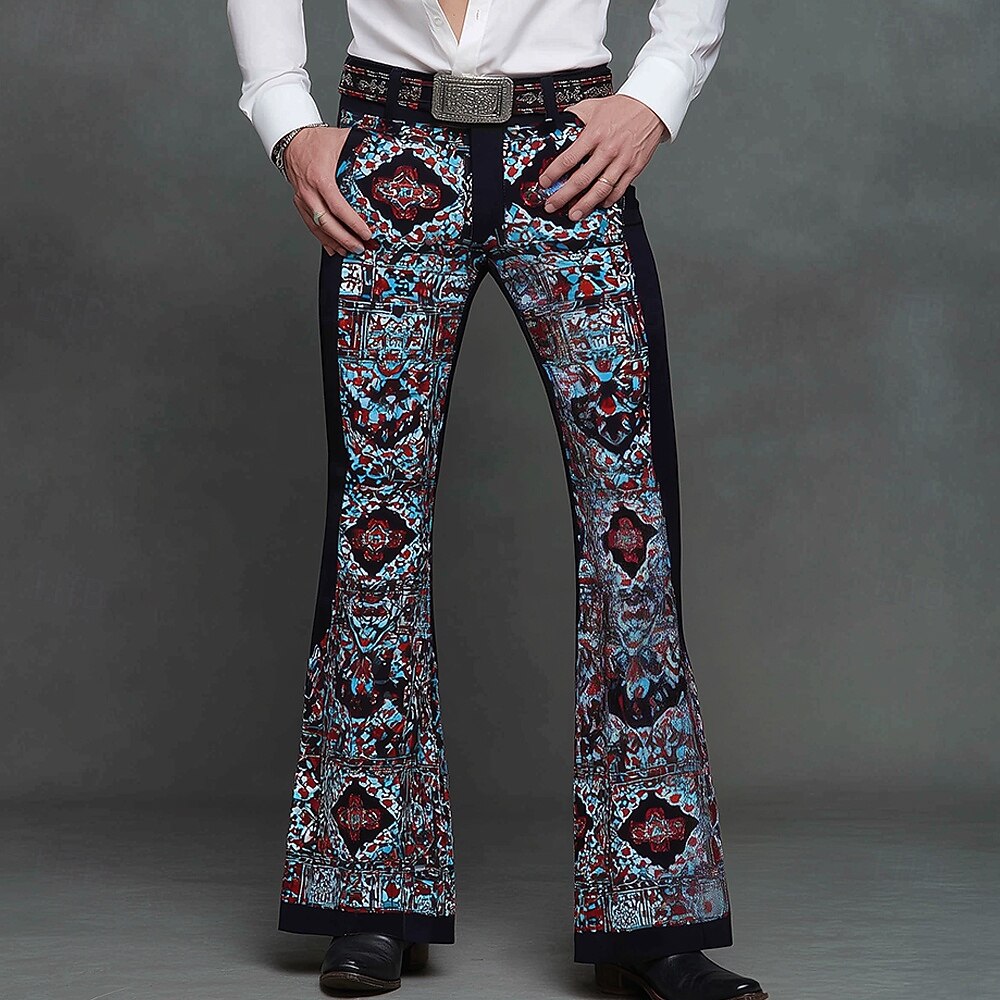 Men's Geometric Pattern Ethnic Disco Pants 60s 70s Bell Bottoms Mid Waist Western Vintage Retro Outdoor Vacation Casual Side Pockets Flared Leg Pants Trousers Spring Fall 3D Print Black 2026 - $29.99 –P1