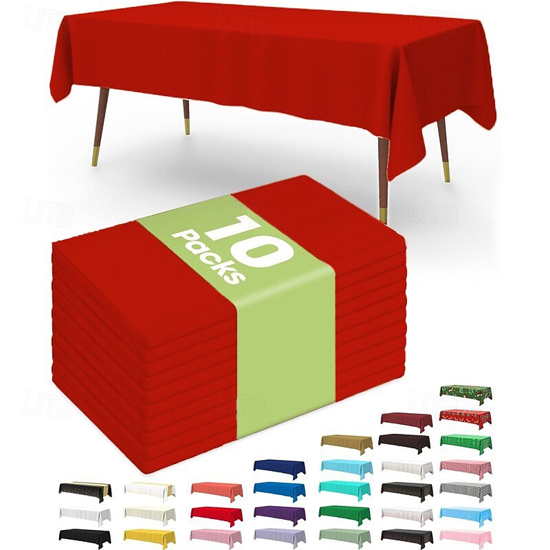 Paquete de 10 manteles desechables de plástico de 54 x 108 pulgadas para fiestas, picnics y bodas, decorativos, rectangulares, con cubierta de plástico blanca, a prueba de fugas. & robusto 2026 - $19.99 –P12