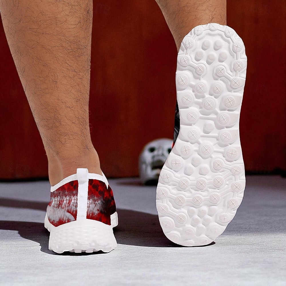 Baskets à enfiler pour hommes avec imprimé visage de clown effrayant, chaussures décontractées de style horreur pour costume d'Halloween et marche de 2025 ? $29.99 –P5