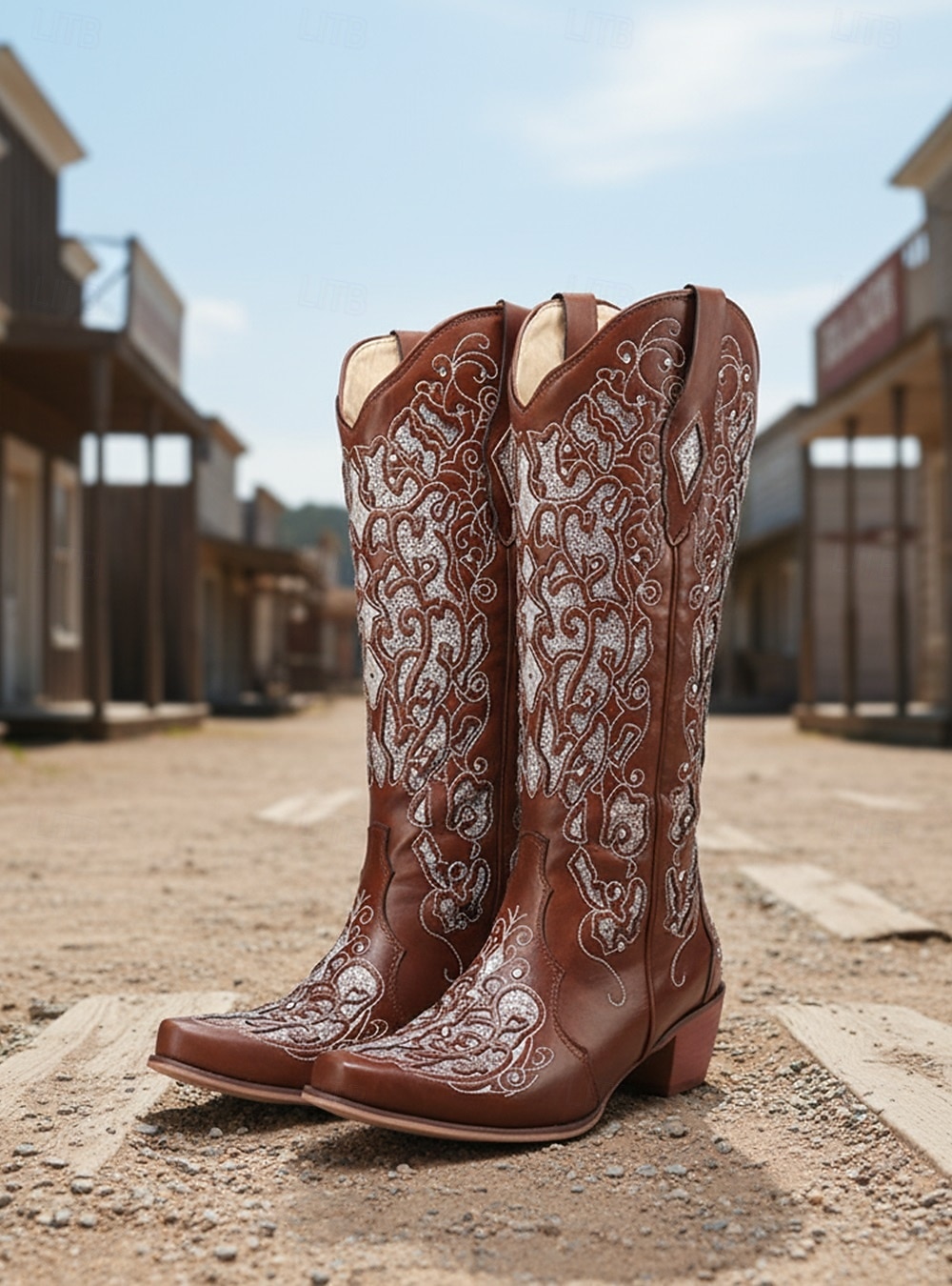 Women's Mid Calf Boots Vintage-Style White Western Cowboy Boots with Embroidery and Rhinestone Accents for Festivals and Everyday Wear 2025 - $84.99 –P4
