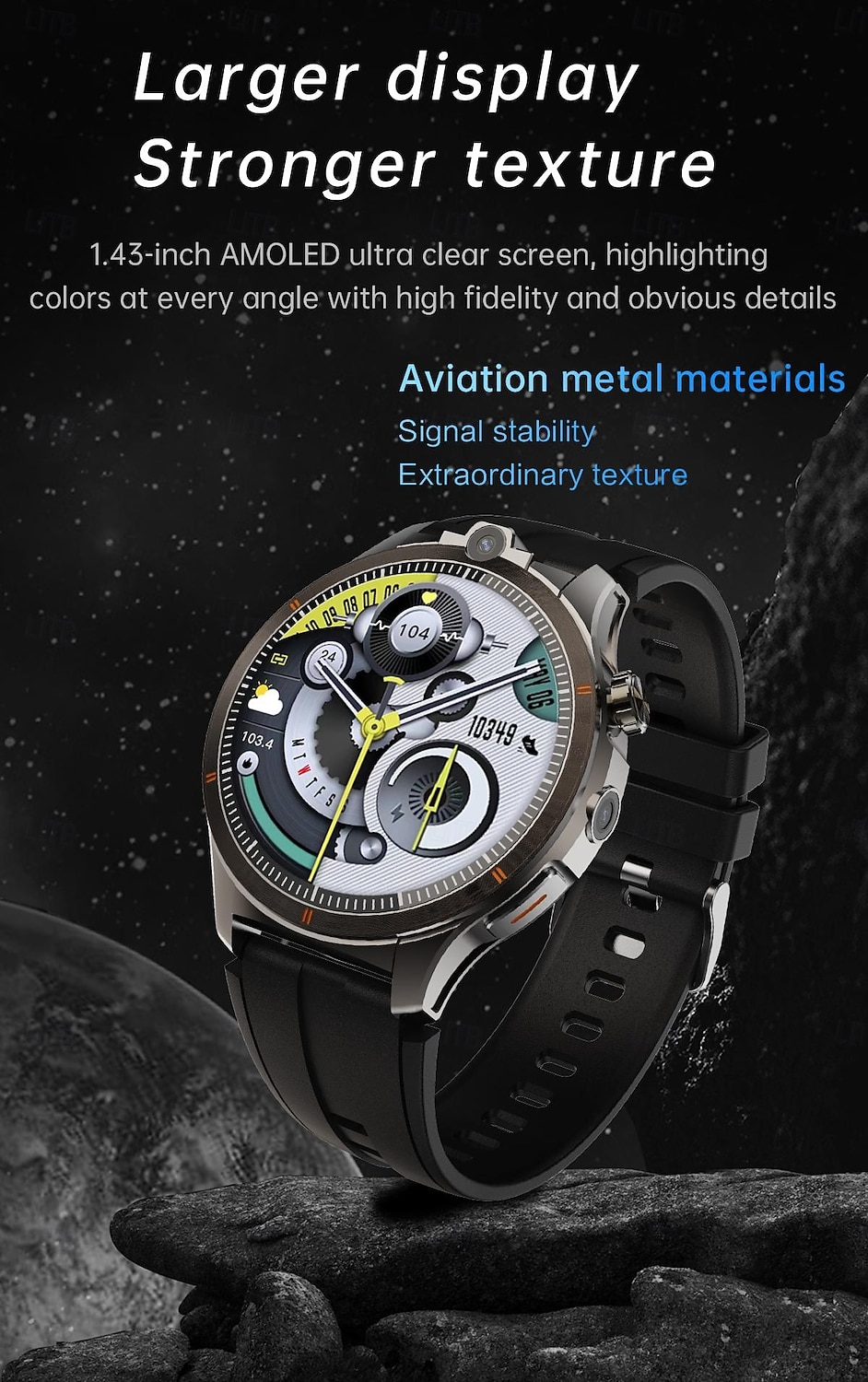 LW9 Montre intelligente 1.43 pouce Smartwatch Montre Connectée Bluetooth 4G Surveillance de la température Podomètre Rappel d'appel Compatible avec Android iOS Hommes GPS Longue Veille Appels Mains de 2025 ? $131.99 –P3