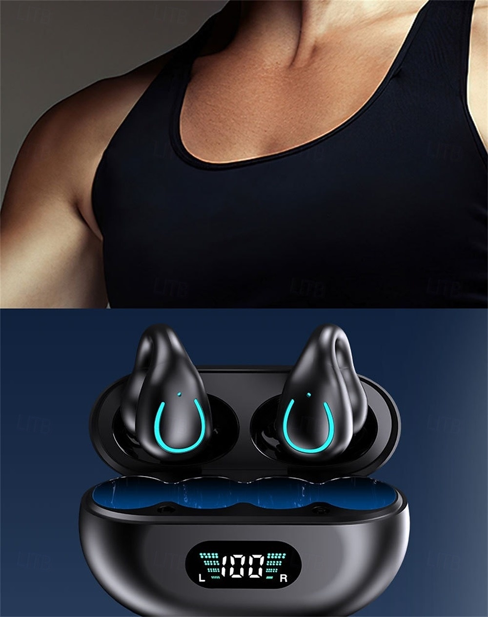 Q71 TWS True auriculares inalámbricos En el oido Auriculares de Gancho Bluetooth5.0 Deportes Impermeable Estéreo para Apple Samsung Huawei Xiaomi MI Entrenamiento de gimnasio Esquí Camping 2025 - $34.99 –P2