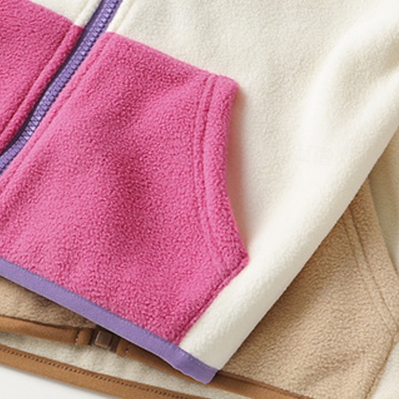 Barn Pojkar Fleece-jacka Friluftsjacka Kappa Ytterkläder Färgblock Långärmad Dragkedja Ficka Komfort Håller värmen Mjukt Täcka Utomhus Mode Dagligen Rodnande Rosa Grön Vår Höst 4 år + 2025 - $32.99 –P7