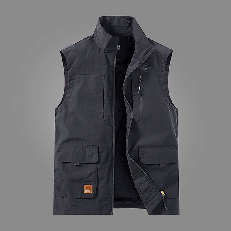 Ανδρικά Γιλέκο εξωτερικού χώρου Veste Γιλέκο ψαρέματος ΕΞΩΤΕΡΙΚΟΥ ΧΩΡΟΥ Καθημερινά Μοντέρνα Καθημερινό Άνοιξη Φθινόπωρο Τσέπη Κουμπιά Νάιλον Άνετο Σκέτο Φερμουάρ Όρθιος Γιακάς Κανονικό 2026 - $33.99 –P13