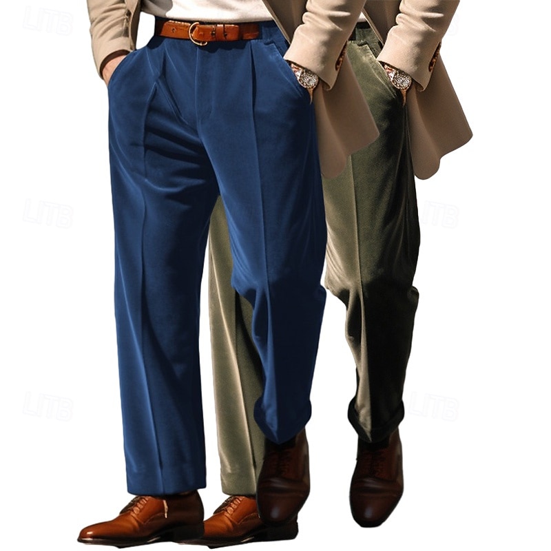 Ανδρικά Παντελόνια Παντελόνι επίσημο Φαρδύ παντελόνι Βελούδινο Παντελόνι Παντελόνια χορού Μπροστινή τσέπη Ισιο πόδι Πολυσυσκευασία Σκέτο Άνεση Πλήρες μήκος ΕΞΩΤΕΡΙΚΟΥ ΧΩΡΟΥ Επιχείρηση Καθημερινά 2026 - $28.99 –P8