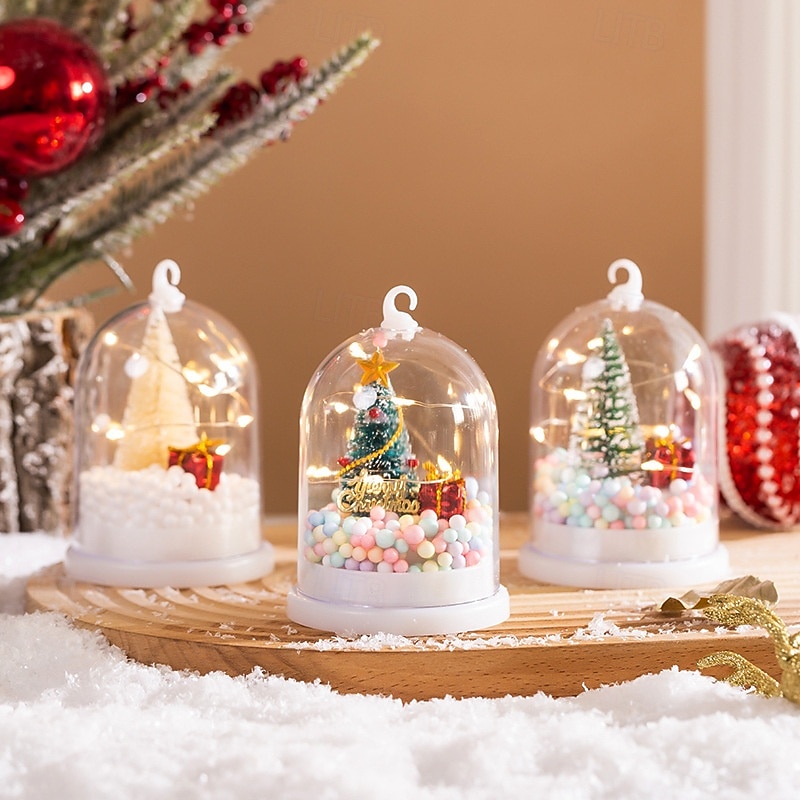 1 pieza 11 * 7,2 cm árbol de Navidad brillante flor plateada regalo luz de noche escritorio árbol de Navidad escena de nieve adorno luz ag10 * 3 baterías 2025 - GBP £3 –P2