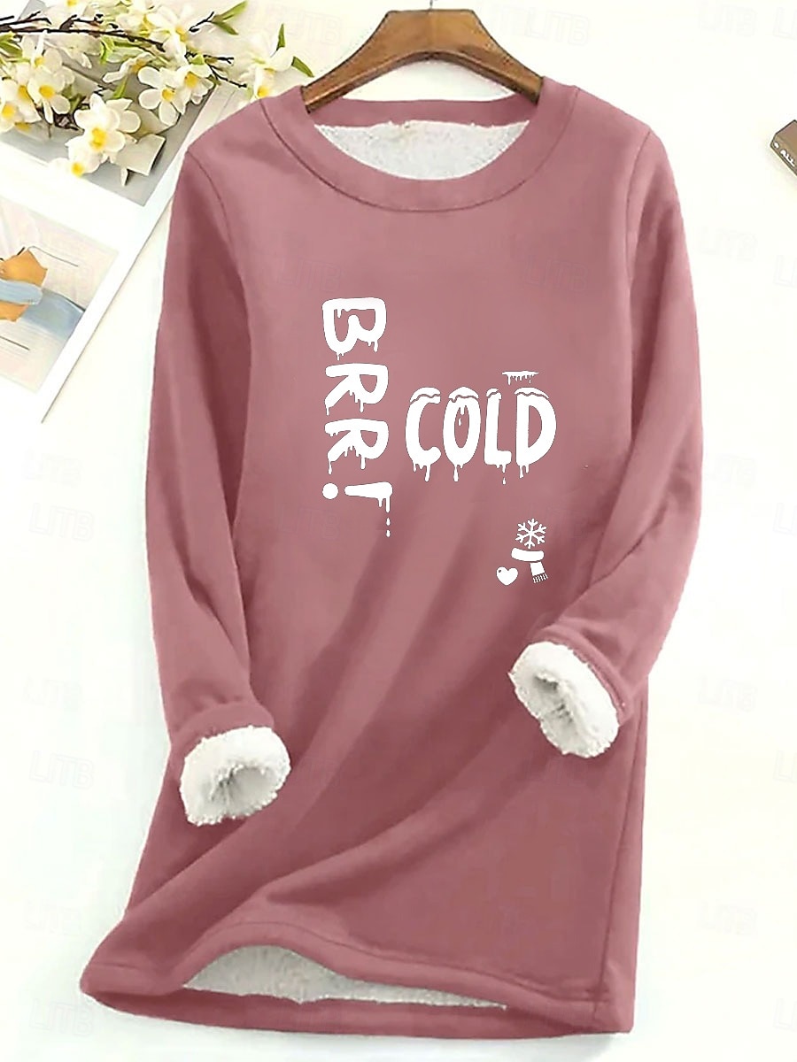 Pull femme sweat graphique lettre chaud décontracté duveteux manches longues col rond long hauts street casual rose clair noir rose foncé bleu printemps automne hiver de 2025 ? $23.99 –P5