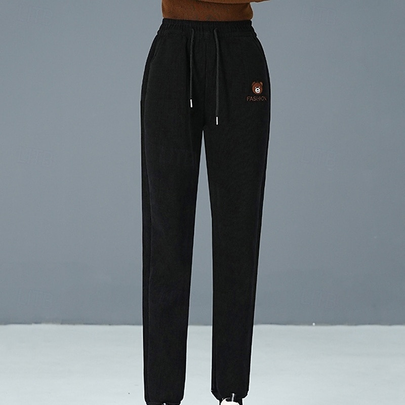 Damskie Spodnie dresowe z polaru Spodnie lounge Ściągana na sznurek Odporność na wiatr Ciepłe Wysoka talia Siłownia Na zewnątrz Bieganie Doły Jednokolorowe Czarny Khaki Kawowy Sport Odzież sportowa 2026 - $8.99 –P8