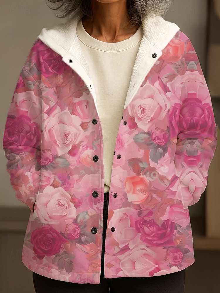 Dames Winterjas Winterjack Fleece Gevoerd Warm Sneldrogend Knopen Dagelijkse Moderne Casual Comfortabel Bloem Vakantie Athleisure Dagelijkse Capuchon Loose Fit Mouwloos Bovenkleding Lichtblauw Geel 2026 - $61.99 –P2
