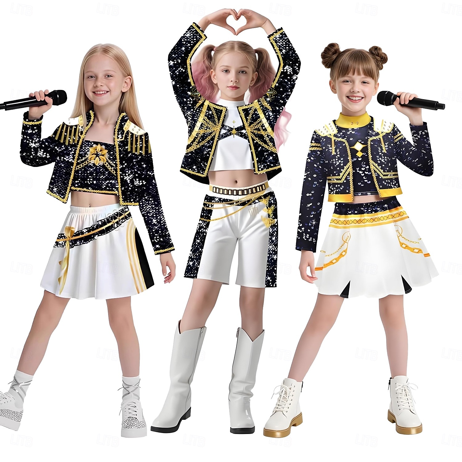 Korean Idol Inspired Pop Star Outfits Movie Fashion Cosplay Costume Virtual Idol Movie Cosplay for Girls' Kids Halloween Carnival School Performance 2025 - $37.99 –P1