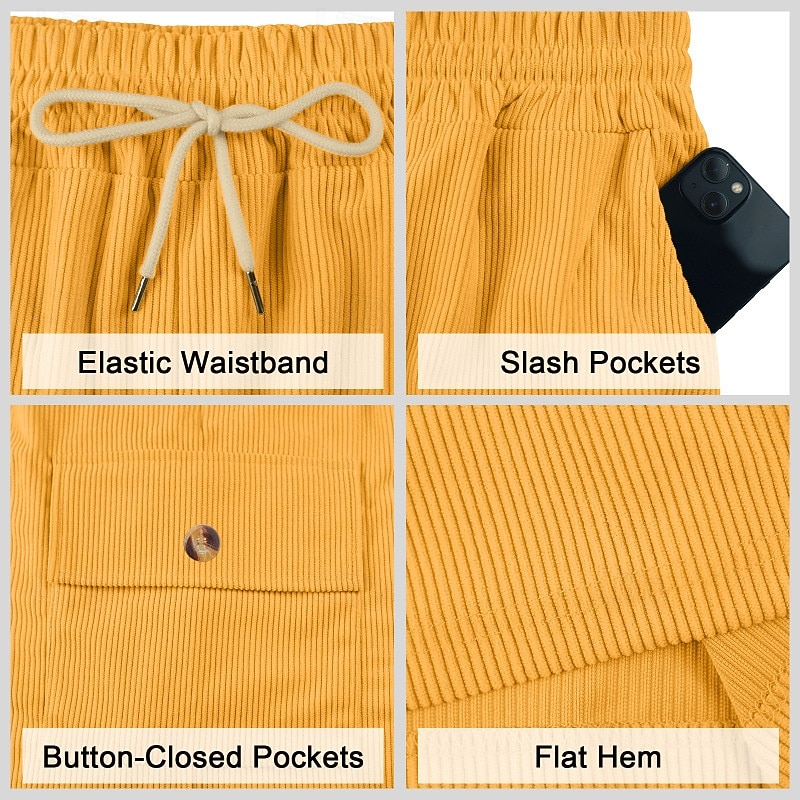 Men's Shorts Summer Shorts Casual Shorts Corduroy Shorts Drawstring Pocket Elastic Waist Plain Comfort Breathable Short Outdoor Vacation Sport Casual Navy Blue 2026 - $21.99 –P6