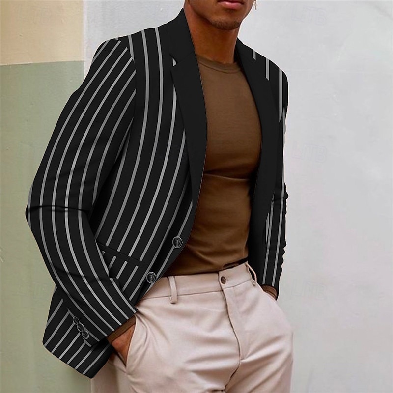 Men's Line Long Sleeve Turndown Fashion Streetwear Business Work Wear to work Going out Buttons Print 2026 - $75.99 –P2