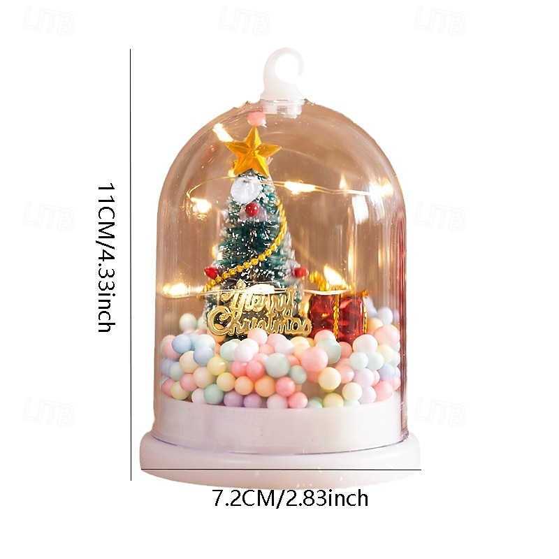 1 pieza 11 * 7,2 cm árbol de Navidad brillante flor plateada regalo luz de noche escritorio árbol de Navidad escena de nieve adorno luz ag10 * 3 baterías 2025 - GBP £3 –P12